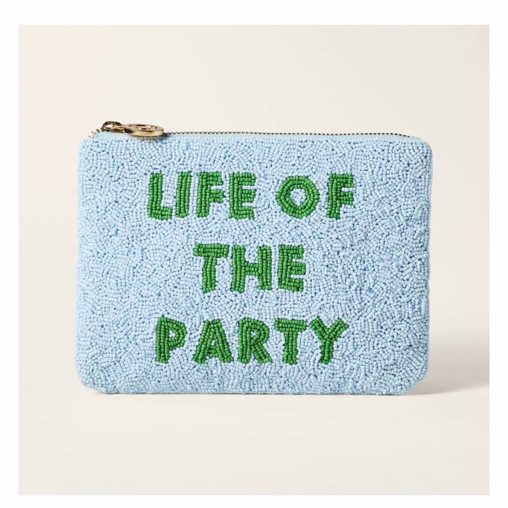 Kate Spade Light Blue Life of the Party Beaded Clutch